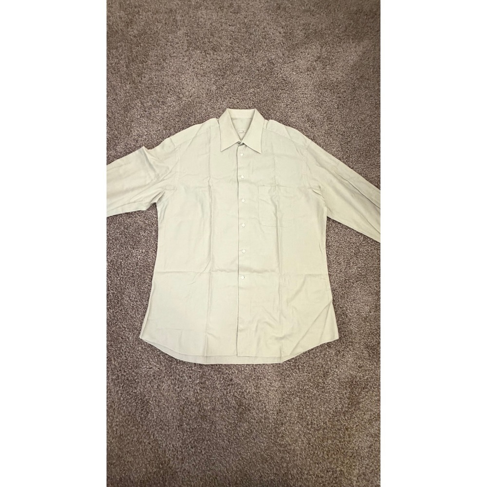 Ermenegildo Zegna Mens Beige 2x2 Superfine Cotton Button Down Shirt Size 16 41